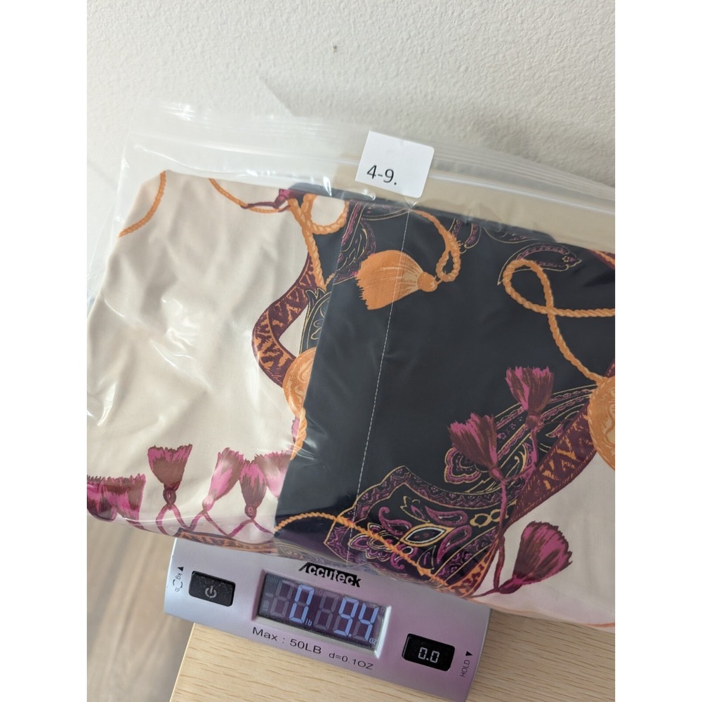 Chicos Women Top Size 4/20 NWT No Iron Tassle Gold Chain Print Button Up Long Sl - Picture 14 of 14
